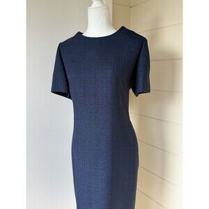 Vintage LESLIE FAY 2 PC Navy Dress & Blazer Capsule Office Siren Sz 14